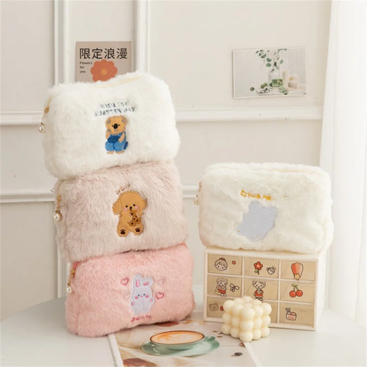 Cute Animal Embroidery Makeup Bag Large Capacity Organizer