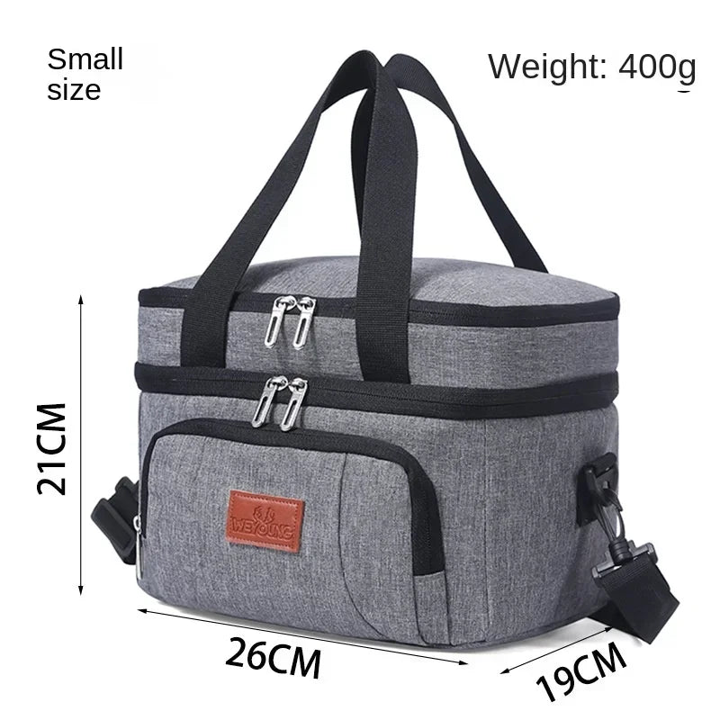 Multifunctional Double Layer Tote Cooler Lunch Bag Large Capacity with Shoulder Strap