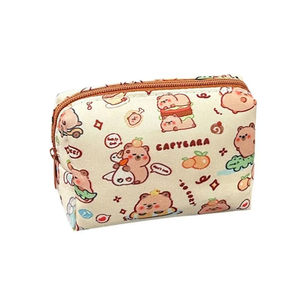 New Cute Cartoon Pattern Capybara Coin Purse Mini Portable Storage Bag Waterproof Wallet Portable Key Money Bag