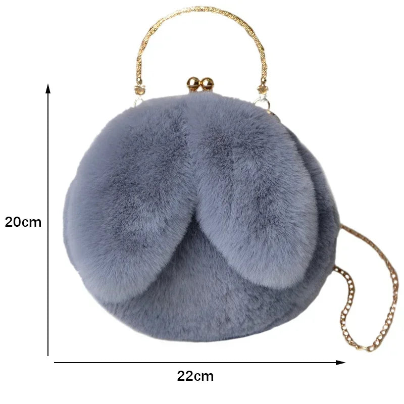 Cute Plush Rabbit Crossbody Bags for Women Korean Version Cute Purses and Handbags Girls New Rabbit Ear Shoulder Messenger Bag