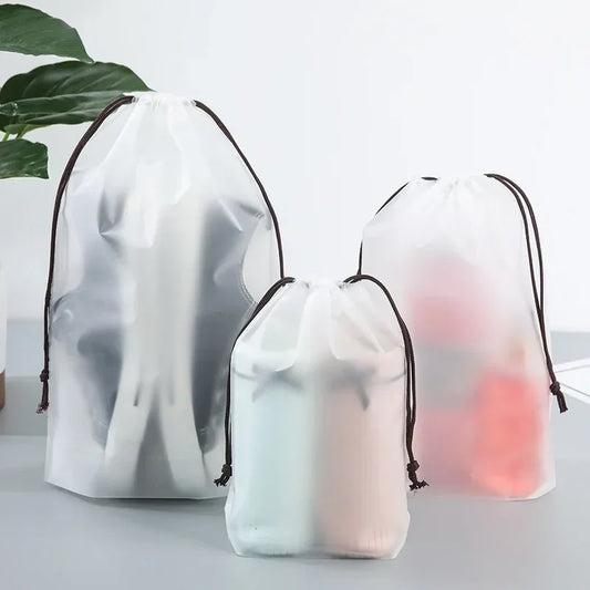 1Pcs PVC Transparent Drawstring Cosmetic Bag girl Clear Makeup Bag Women portable Waterproof Beauty Case Travel Toiletry Bags