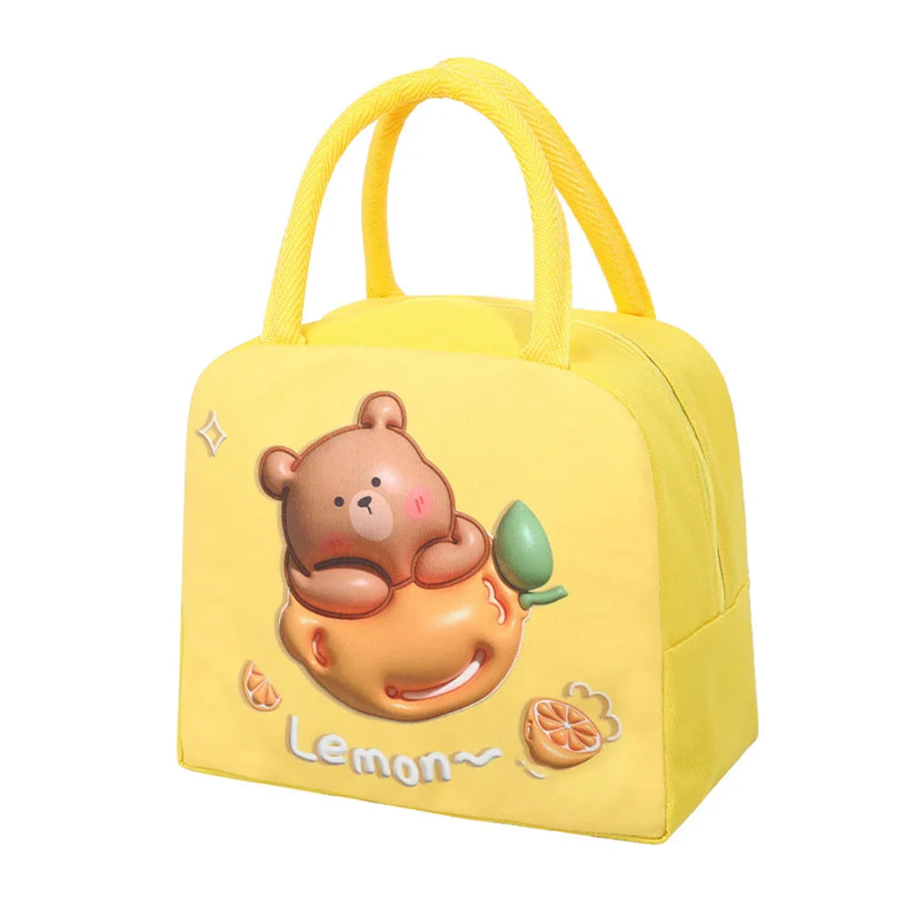 3D Print Cartoon Insulated Lunch Bag Large Capacity Thermal Bento Box