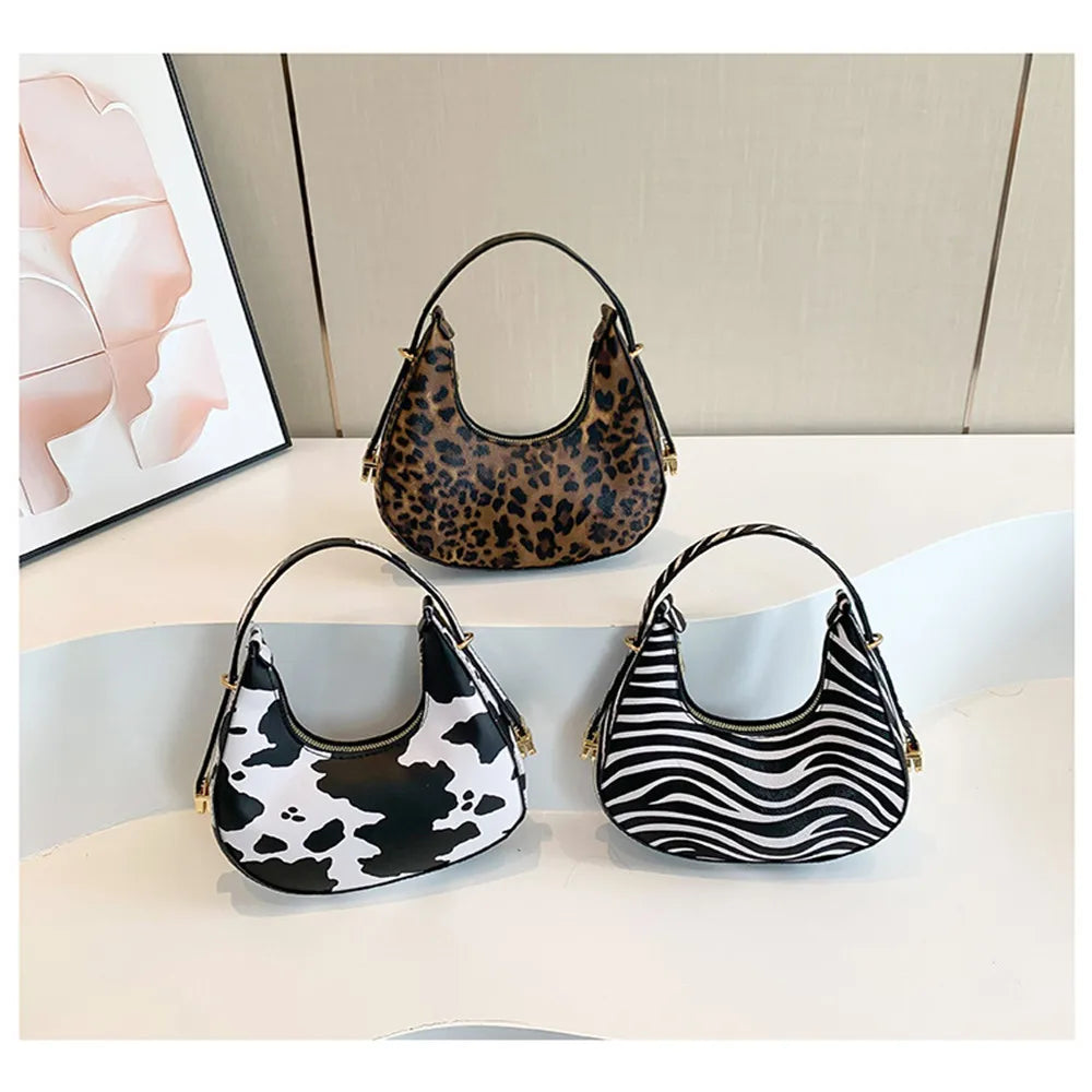 Leopard Print Women's Shoulder Bag - Versatile Hobo Handbag