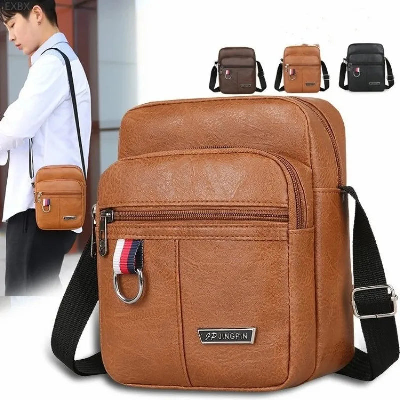 2024 Men's Messenger Bag Crossbody Shoulder Bags PU Leather Men Travel Sling Bag Large Capacity Business Messenger Bag for Male