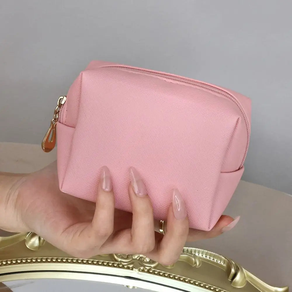 Fashion Leather Storage Bag Travel Outdoor Mini Cosmetic Bag Beautiful Water Proof Jewelry Bag Zipper Lipstick Bag Coin Purse