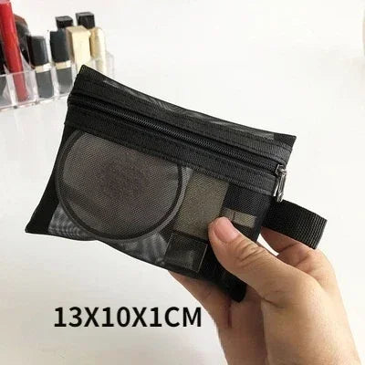 1PC Black Women Men Necessary Cosmetic Bag Transparent Travel Organizer Fashion Small Large Black Toiletry Bags Makeup Pouch