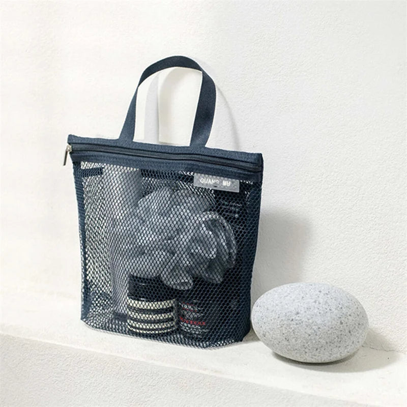 Mesh Makeup Toiletry Storage Bags Handbags Portable Travel Washing Body Shower Tools Organizer Hanging Cosmetic Organizer Pouch