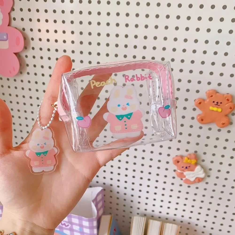 1PC Zipper PVC Transparent Coin Purse Mini Zipper Pouch Storage Bag Lovely Cartoon Jelly Wallet Cosmetic Bag Coin Purse