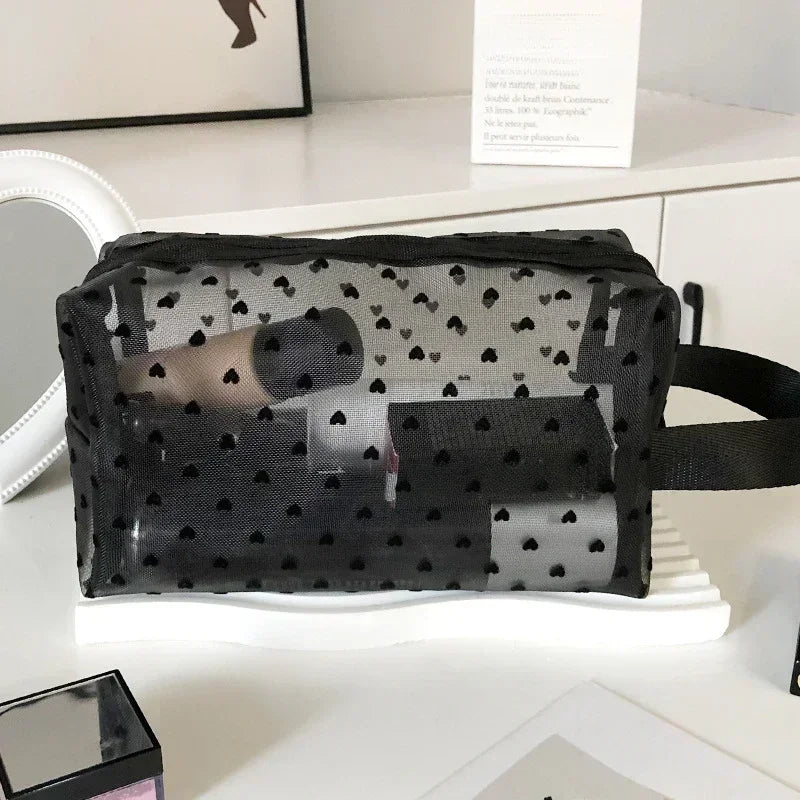 Nylon Mesh Cosmetic Bag Portable Toiletry Organizer Makeup Bags Transparent Makeup Case Women Lipstick Key Coin Purse Pouch