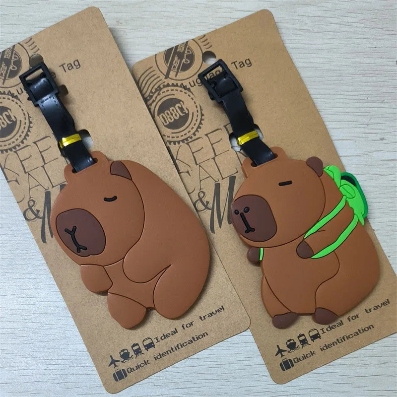 Hot On Sale Cute Capybara Luggage Tag Silica Gel Suitcase ID Addres Holder Women Men Baggage Boarding Tag Portable Label