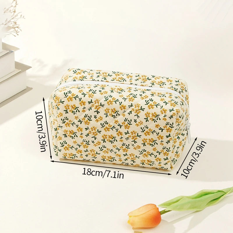 Grid Bow Cosmetic Bag Ins Makeup Storage Bag Large Capacity Handbag Storage Tool Portable Women Zipper Cosmetic Organizer 가방