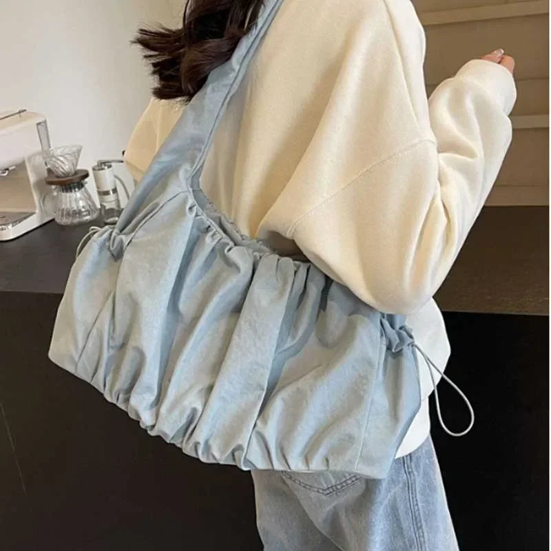 Nylon Cloth Bag Women Tote Bag Large Capacity Summer 2025 New All-Match Ins One-Shoulder College Student Class Bag Lady Handbag