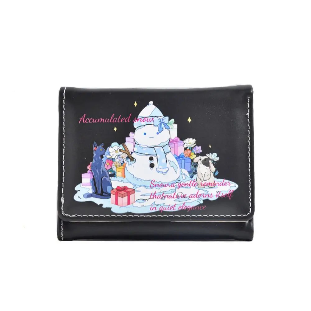 New 3 Folds PU Leather Money Coin Purse Cartoon Waterproof Credit Card Holoder Change Money Organizers Girls Students Gift Bag