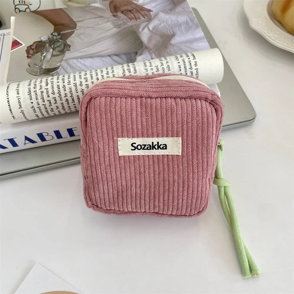 New Cute Mini Cosmetic Bag Zipper Solid Korean Storage Bags Portable Women Clutch Bag Lipstick Sanitary Napkin Organizer Pouch