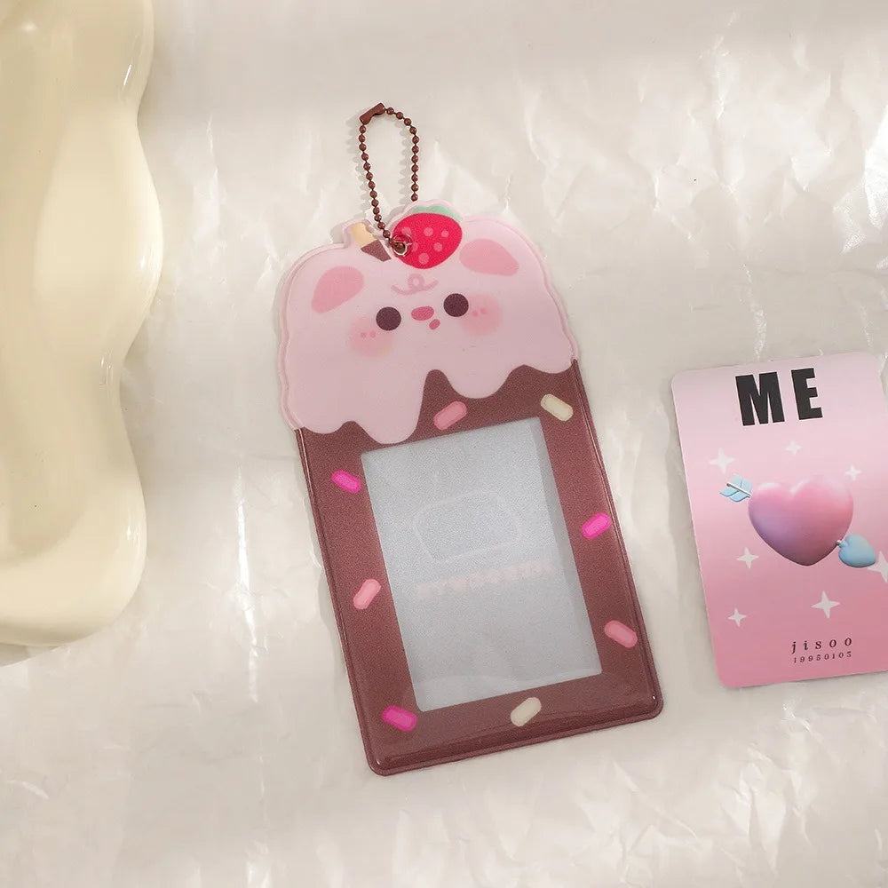 Cute Card Holder PVC Cartoon Photo Card Protective Case Card Display Pendant Card Holder Keychain Organiser's Card