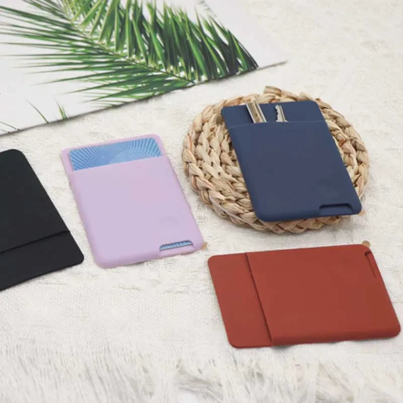 Phone Wallet Case Card Holder Self-Adhesive Silicone Pocket Stick ID Bank Credit Card Storage Card Holder Bag Accessory Purse