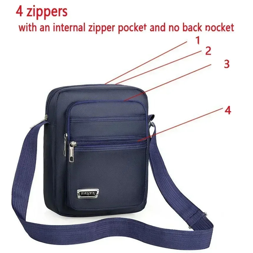 Men Nylon Shoulder Bag Messenger Bag Casual Waterproof Nylon Zipper Pocket Handbag Fashion Tote Travel Male Crossbody Bags