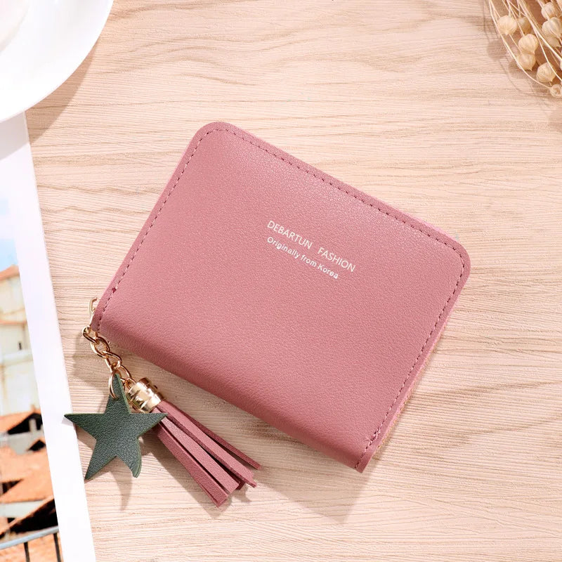 Women Small Wallet Ladies Mini Tassel Wallet Cute Girl Short Zipper Lovely Pu Leather Coin Purse Female Hand Wallet Purse