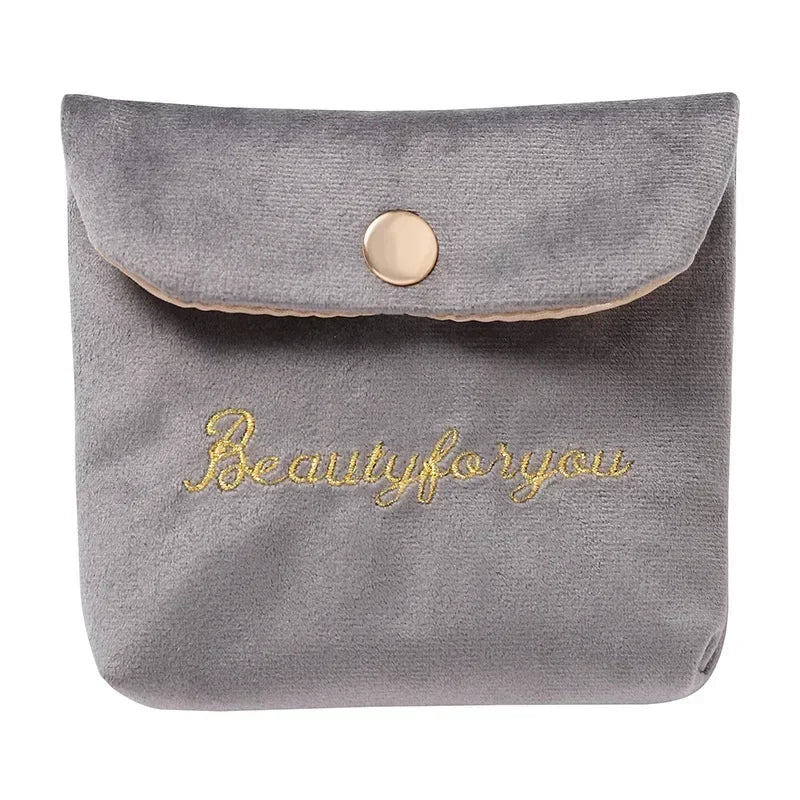 Velvet Portable Cosmetic Bag Travel Mini Coin Money ID Card Lipstick Storage Case Women Sanitary Napkin Pad Packaging Pouch Bags