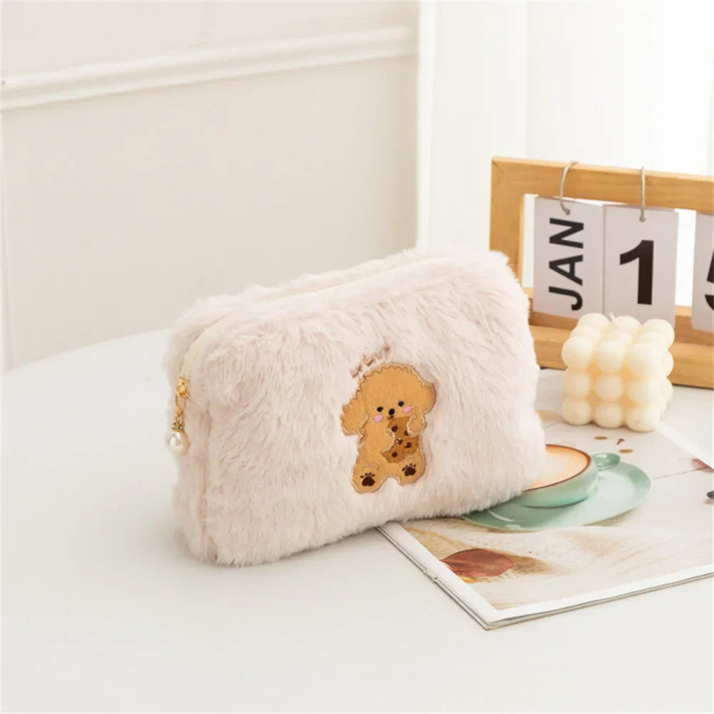 Cute Animal Embroidery Makeup Bag Large Capacity Organizer