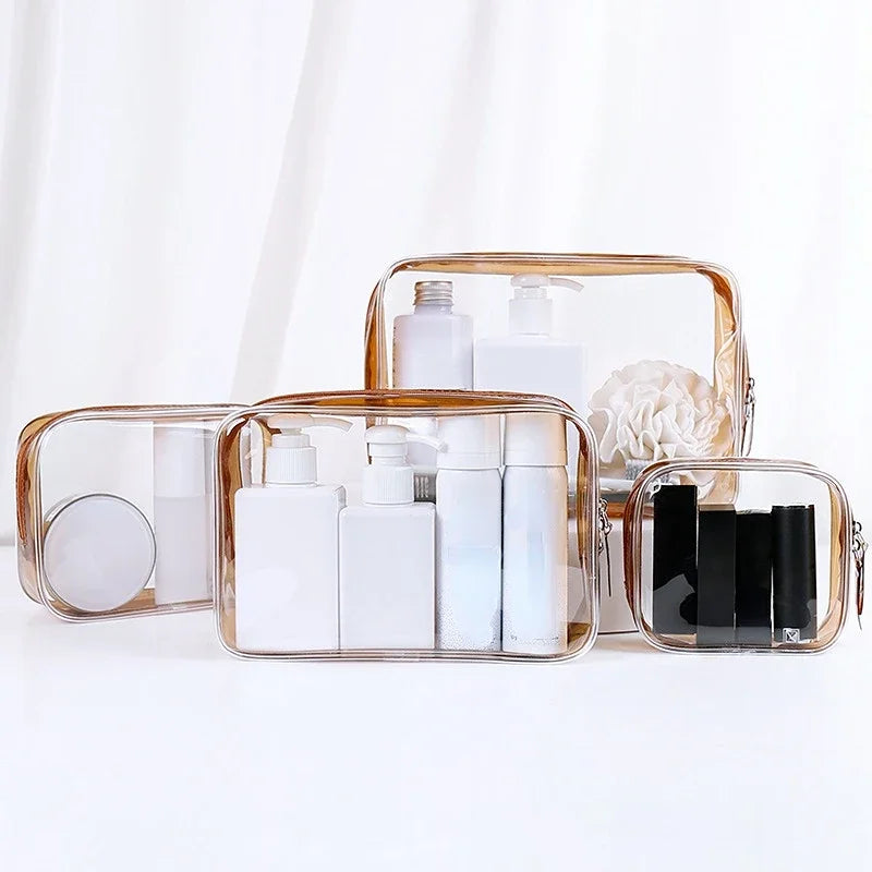 Transparent Cosmetic Bag PVC Waterproof Women Zipper Makeup Beauty Case Travel Make Up Organizer Storage Toiletry Wash Bags