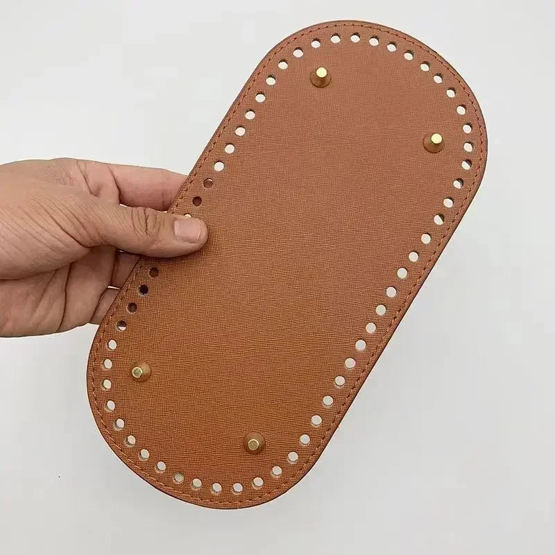 5x18cm/12x25cm PU Bag Bottom with 4 Rivets Oval Bag Bottom Wear-resistant Strong Durable Bag Bottom for Crochet Knitting Handbag