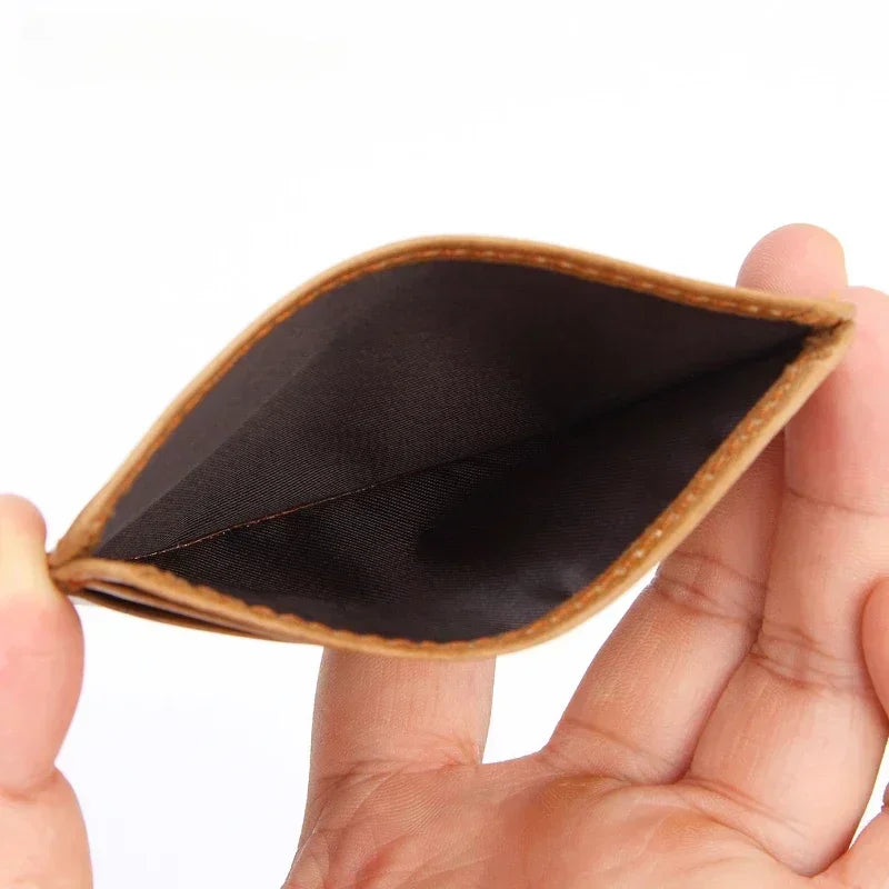 New 100% Cowhide Genuine Leather Thin Vintage Credit Case Mini ID Card Holder Small Purse for Man Slim Men's Wallet Cardholder