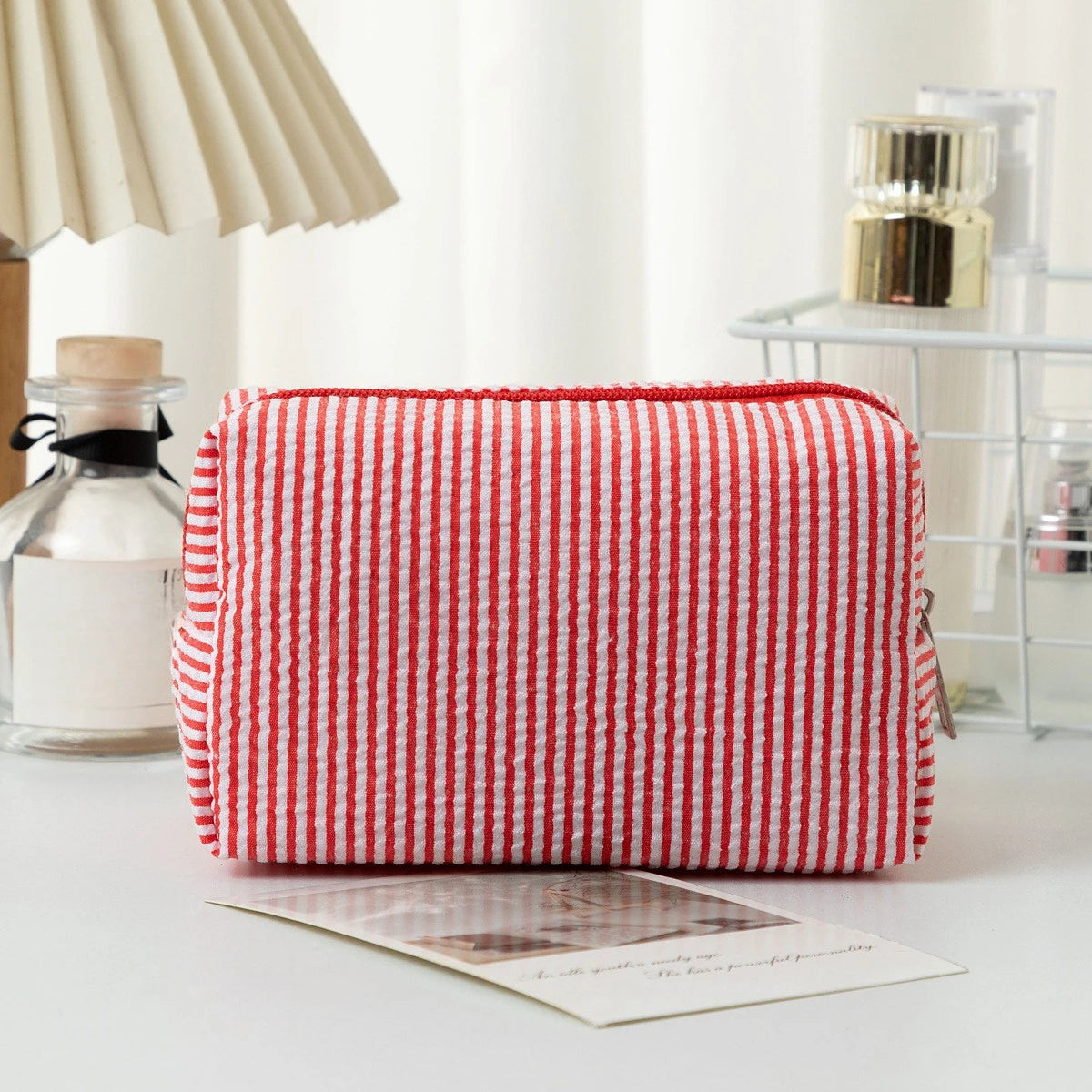 New Fashion Striped Women Cosmetic Bag Portable Zipper Makeup Travel Organizer Female Handbag Toiletry Pouch For Girls