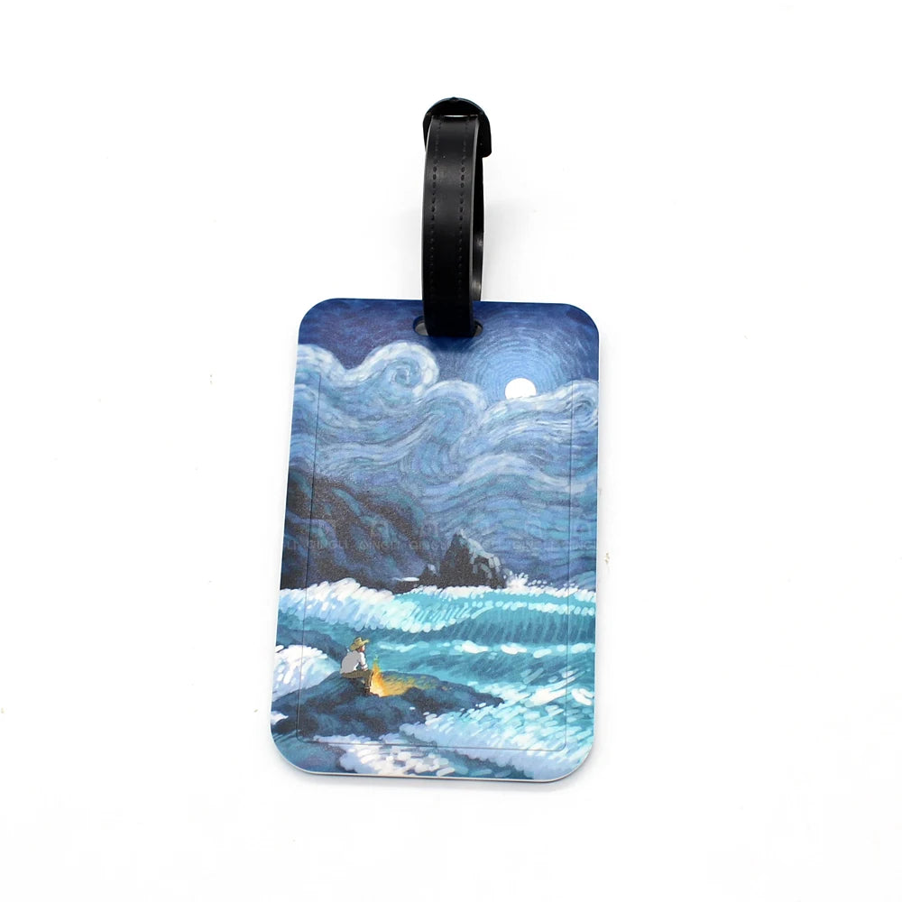 New Cartoon Van Gogh Painting Luggage Tag Creative Portable Bags Pendant Bus Card Holder Travel Accessories PVC Baggage Label