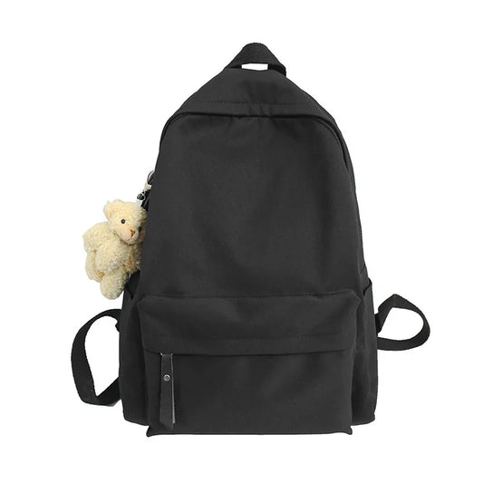 Solid Color Student Backpack - Unisex Daily Use