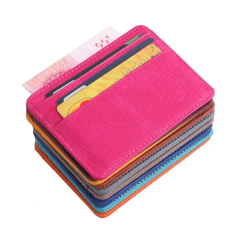 Portable Double Sided Pattern Card Wallet Id Holders Women Men Slim Wallet Change Purse Travel Wallet Holder with 5 Card Slots