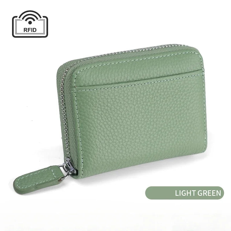 14/20 Slots Credit Card Holder Wallet RFID Blocking Slim Genuine Leather Card Organizer Zipper Pocket ID Card Pouch Coin Purse
