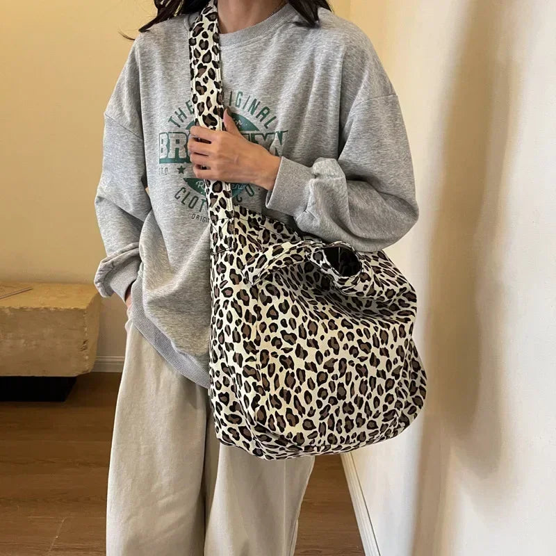 Leopard Design 2025 Korean Fashion Big Crossbody Bags for Women Travel Handbag Lady Shopper Shopping Shoulder Bag Bolsa Feminina