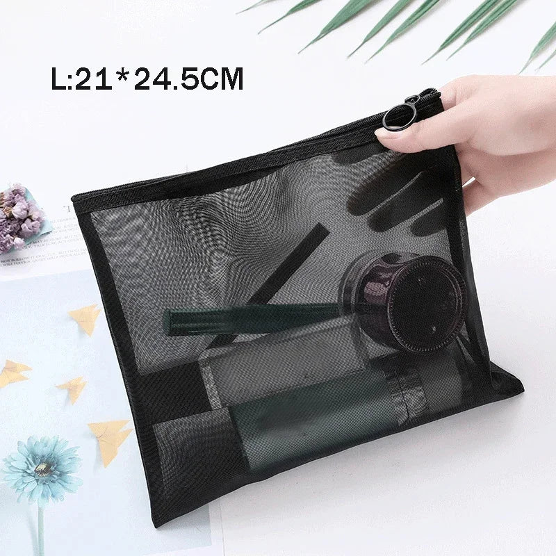 1PC Black Women Men Necessary Cosmetic Bag Transparent Travel Organizer Fashion Small Large Black Toiletry Bags Makeup Pouch