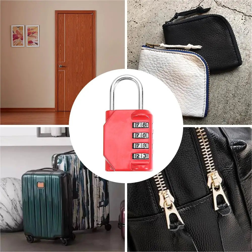 4 Dial Digit Combination Lock Metal Code Lock Password Lock Waterproof Rust-proof Luggage Padlock Travel Accessories