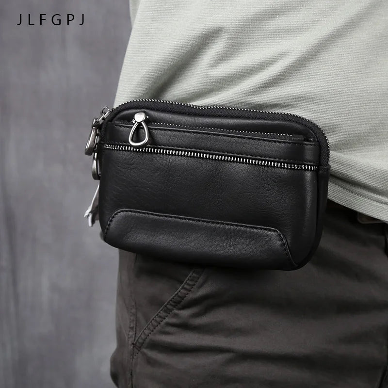 Men's Genuine Leather Retro Hanging Bag Head Layer Cow Leather Casual Horizontal Belt Mobile Phone Waist Bag