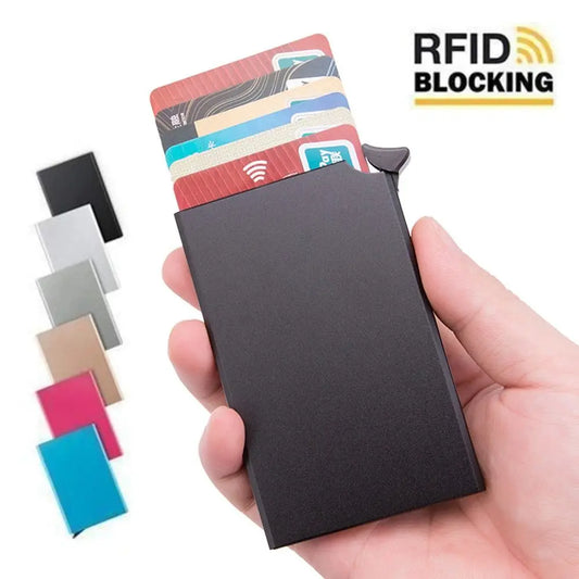 Aluminum Alloy Credit Card Holder Anti-magnetic Automatic RFID Card Case Pop Up Anti-theft Wallet ID Card Protector Purse