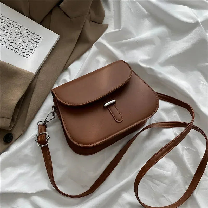 Fashion Women Crossbody Saddle Bag PU Leather Small Handbags Purses Retro Semicircle Designer Messenger Bags Female Clutch Tote