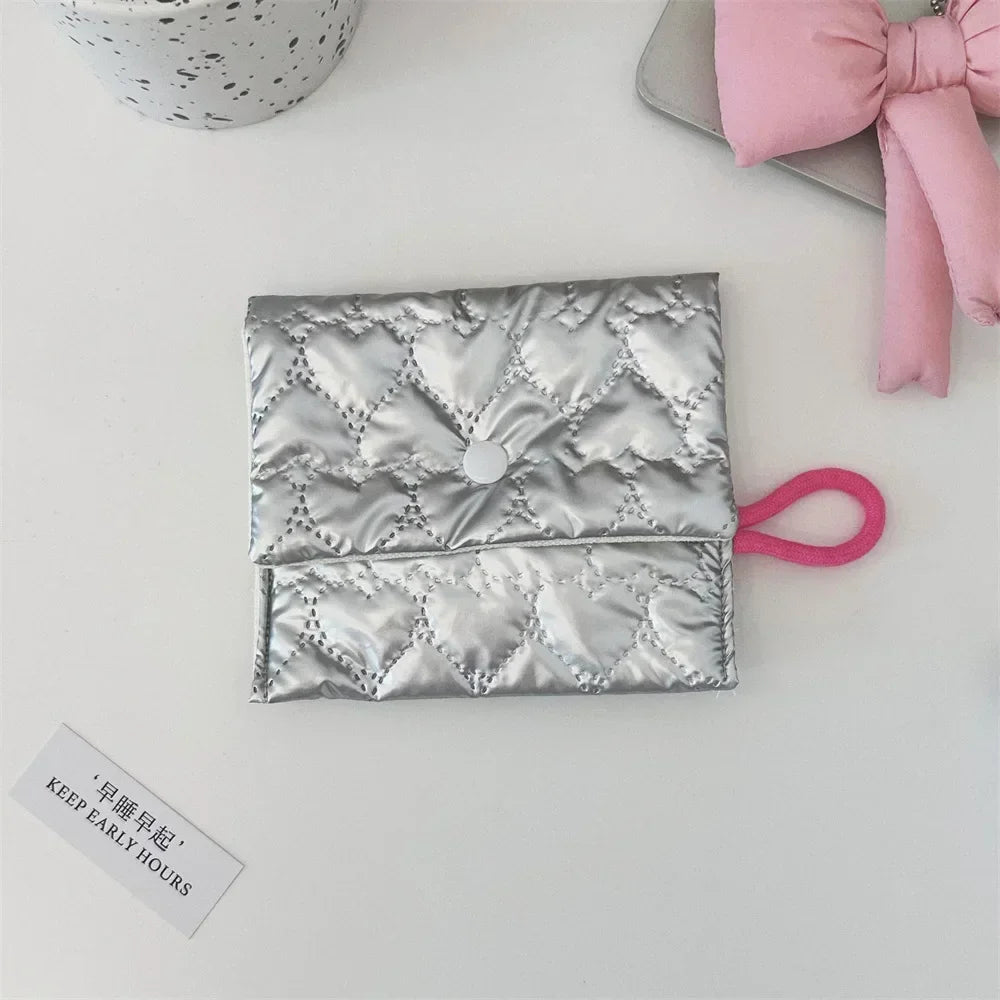 Waterproof Silver Love Bow Pattern Cute Coin Purse Small Clutch Coin Wallet Lady Girls Earphone Coin Key Money Storage Bag Pouch