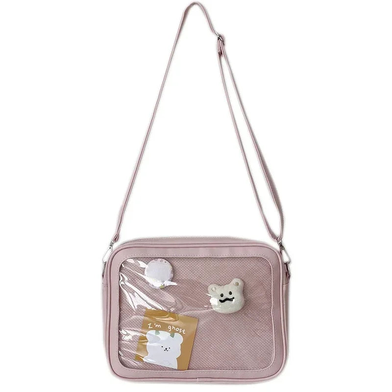 Luxury Pu Ita Bag Crossbody Women Sweet Lolita Bags Cute Transparent Pocket Japanese Style Shoulder Bag Purses and Handbags