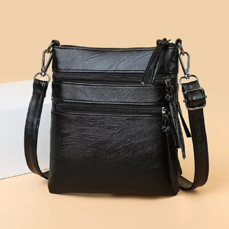 Women's Leather Crossbody Bag Multi-Layer Handbag Mobile Pouch