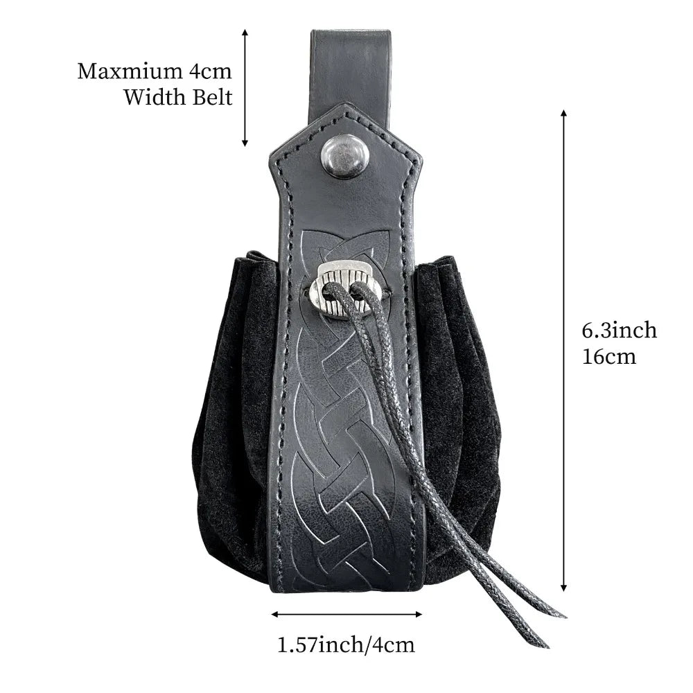 Retro Medieval Viking Coin Small Purse PU Leather Drawstring Props Wallet Portable Waist Belt Pouch Men Money Bag