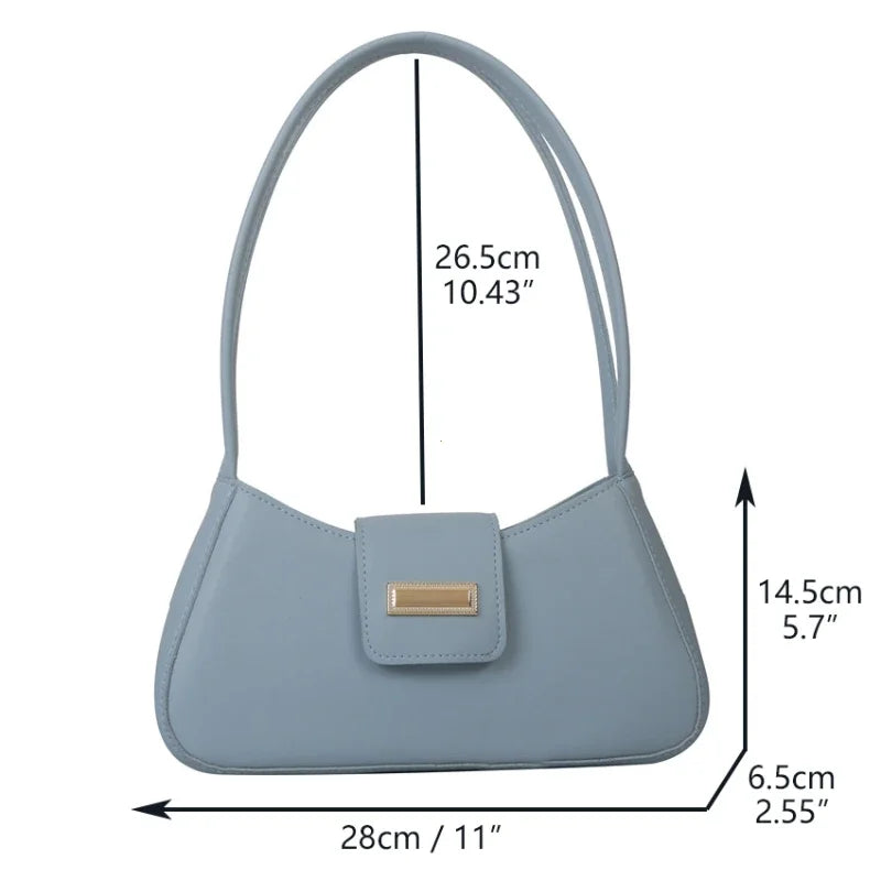 Minimalist Shoulder Bag for Women Simple Solid Color Underarm Bag Women's Buckle Handbag and Purse Fashion Small Top-handle Bags