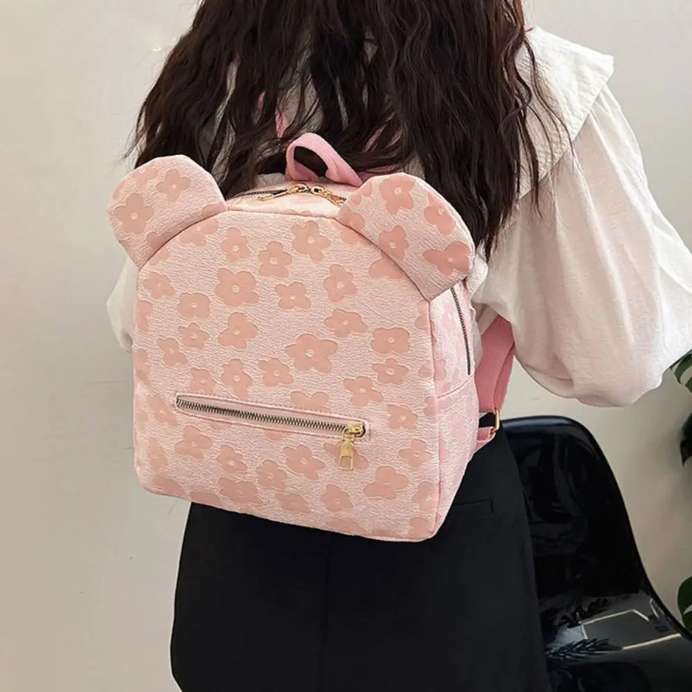 Embroidered Flower Kawaii Backpack Large Capacity Laptop Bag Women Girls