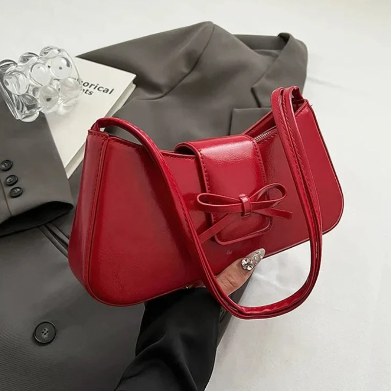 High-Grade PU Leather Women's Shoulder Bag - Solid Small Handbag