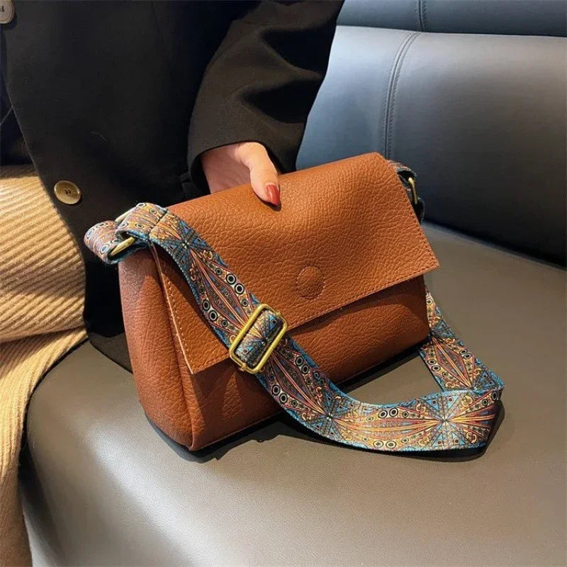 Solid Leather Tote Crossbody Bag for Women 2025 Tend Female Simple Shoulder Side Bag Quality Female Handbags and Purses