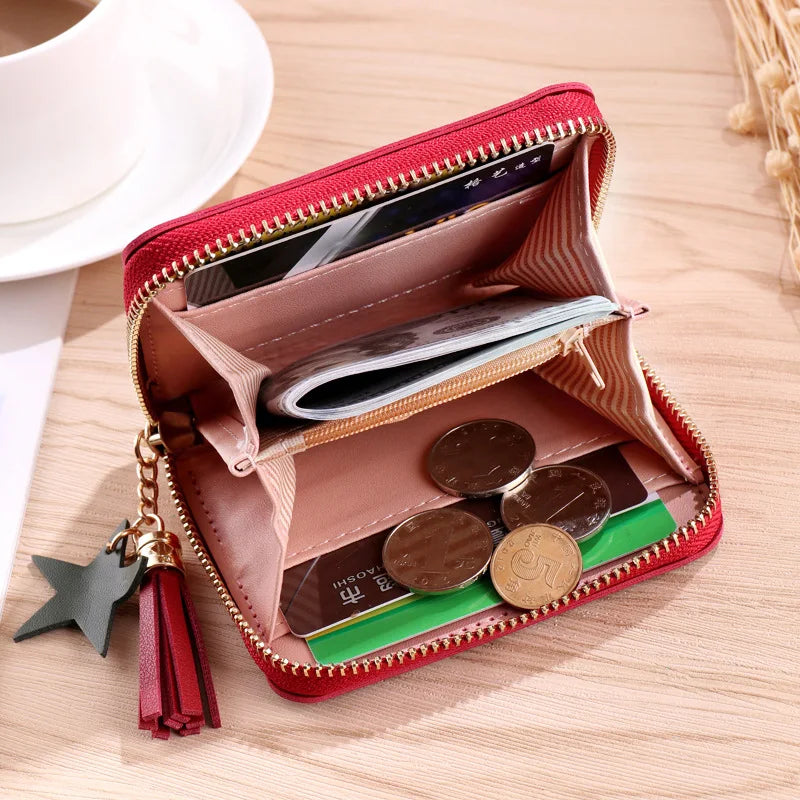 Women Small Wallet Ladies Mini Tassel Wallet Cute Girl Short Zipper Lovely Pu Leather Coin Purse Female Hand Wallet Purse