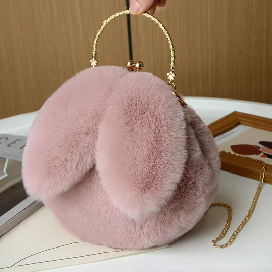 Cute Plush Rabbit Crossbody Bags for Women Korean Version Cute Purses and Handbags Girls New Rabbit Ear Shoulder Messenger Bag