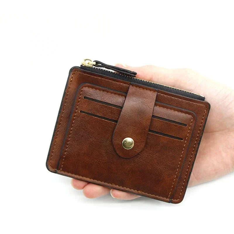 Luxury Small Men's Credit ID Card Holder Wallet Male Slim Leather Wallet with Coin Pocket Brand Designer Purse for Men Women