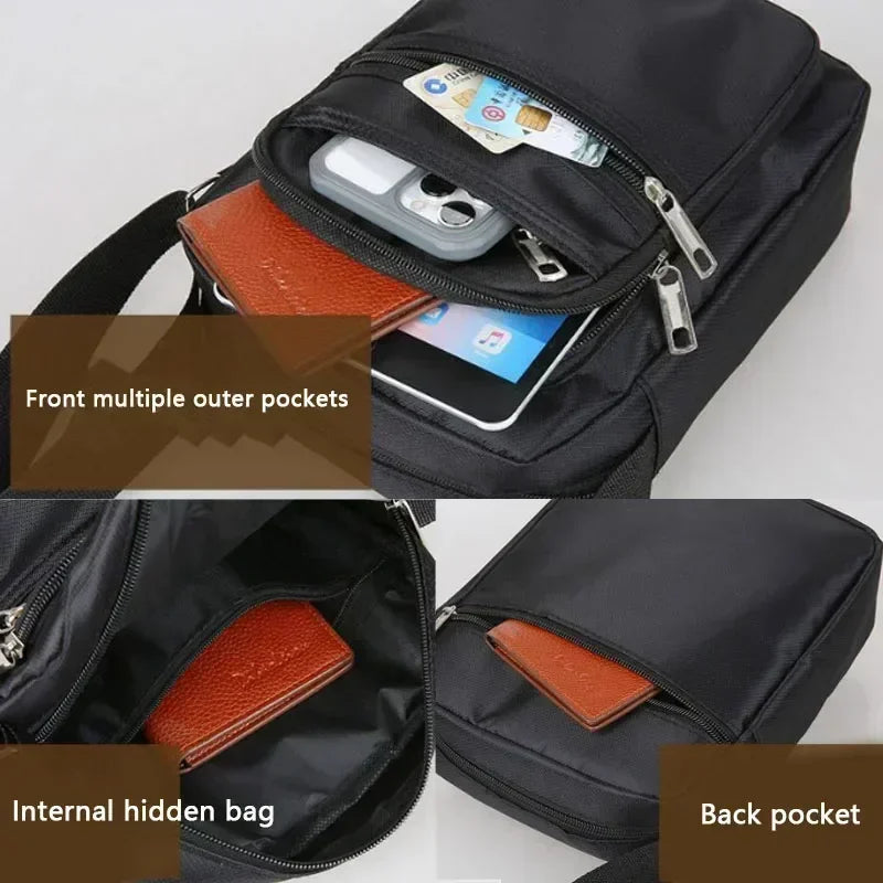 Men Nylon Shoulder Bag Messenger Bag Casual Waterproof Nylon Zipper Pocket Handbag Fashion Tote Travel Male Crossbody Bags